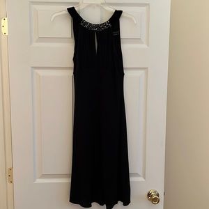 BCBGMaxazria Black High Neck Dress with Beading